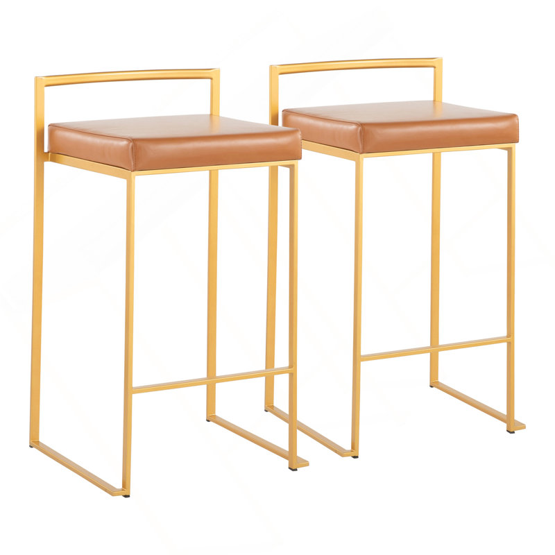 Tabouret de comptoir empilable Fuji, Doré, Chameau