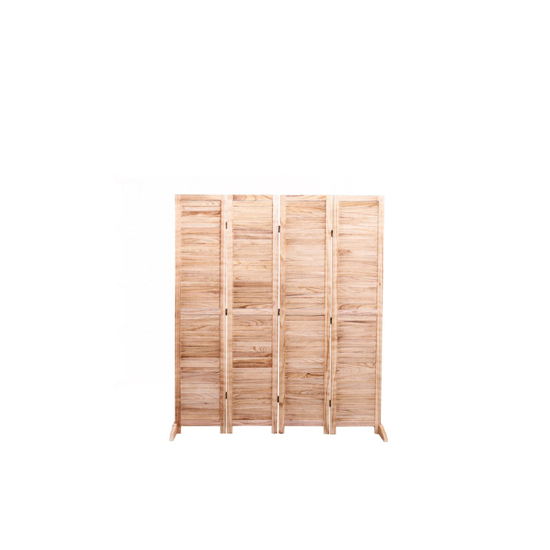 Cloison pliante en bois massif l 55,2 po x H 65 po, 4 panneaux, naturel