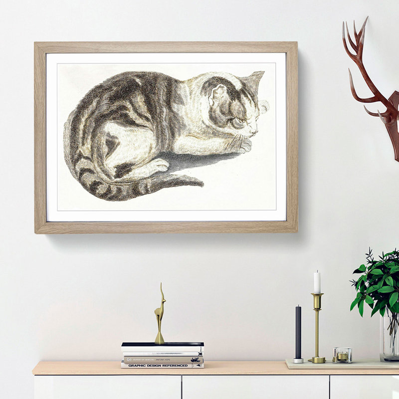 Cat by Johan Teyler - Framed Print, 36cm H x 48cm W x 2cm D, Oak Framed