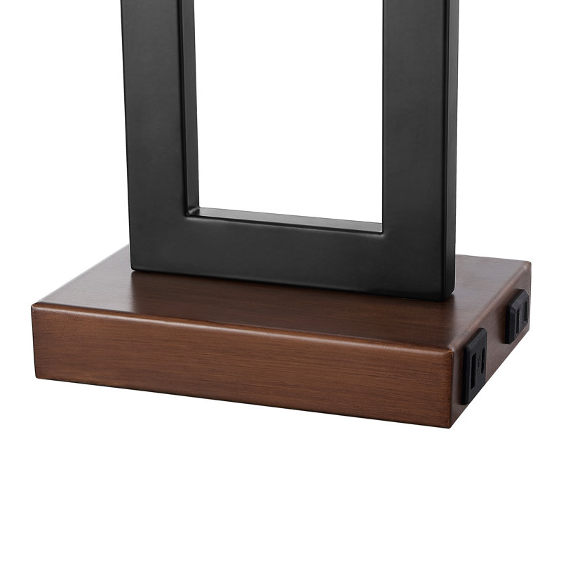 Ensemble de lampe de table en métal 28,5 "avec ports USB Type-C et prise intégrée Rogina, Brun, Beige