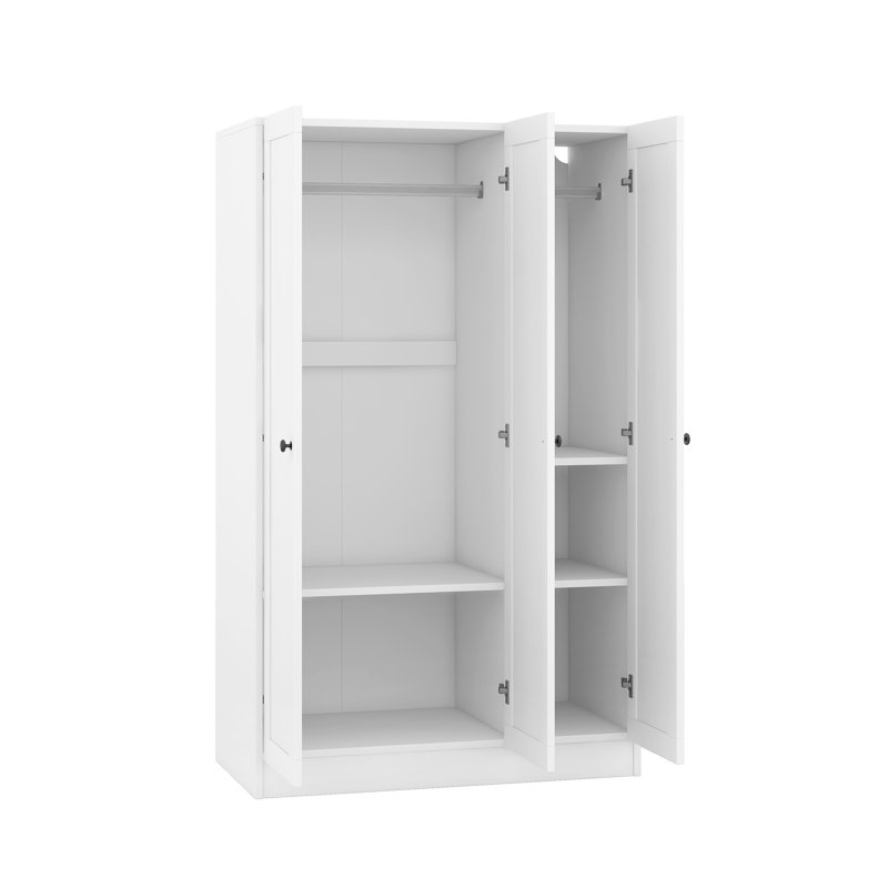 Penderie à 3 portes avec tablettes, blanc