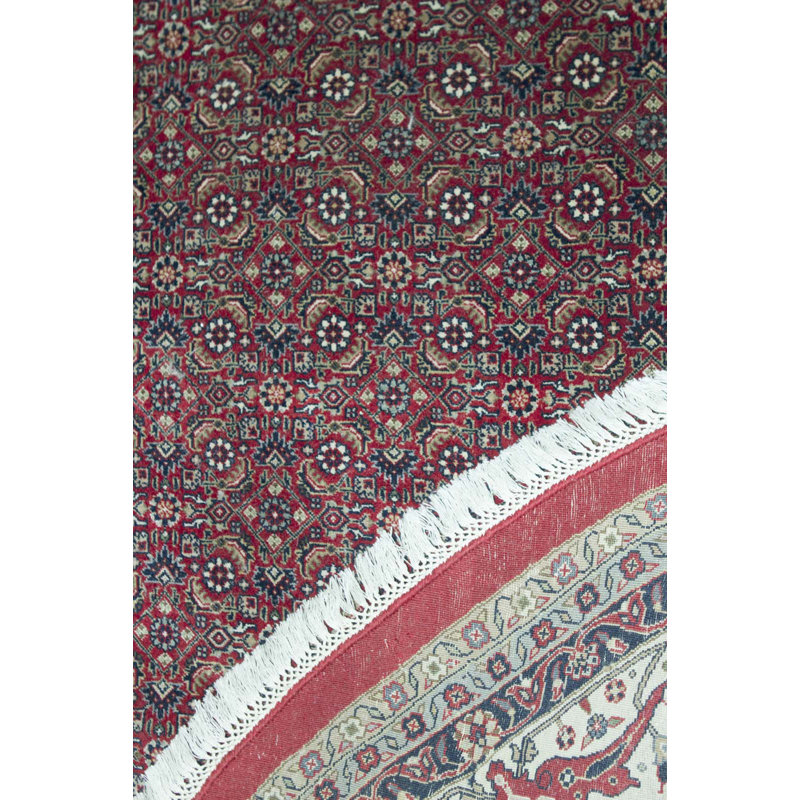 Hand-Knotted High-Quality Red and Ivory Round Area Rug