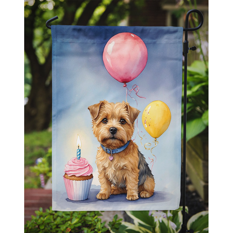 Drapeau de jardin «Happy Birthday», Terrier de Norfolk