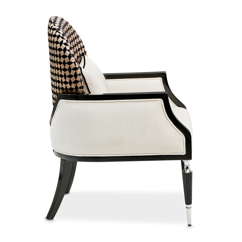 La Francaise 29'' Wide Armchair, Cream/Ivory/Black Polyester Blend