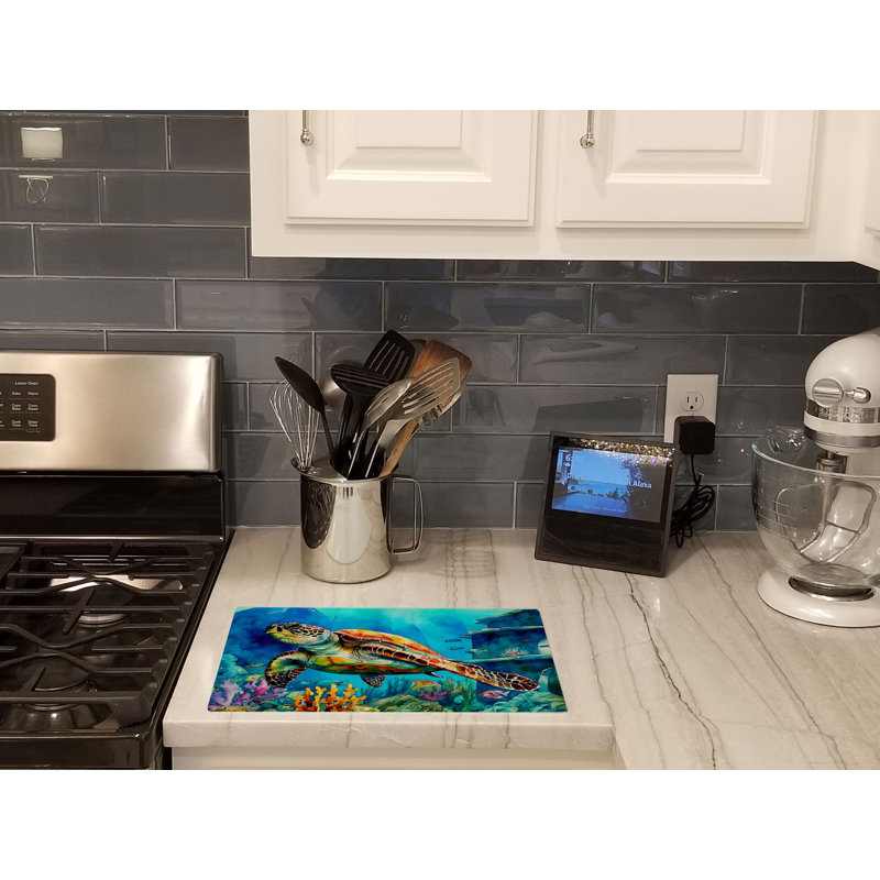 Loggerhead Sea Turtle Glass Cutting Board Large