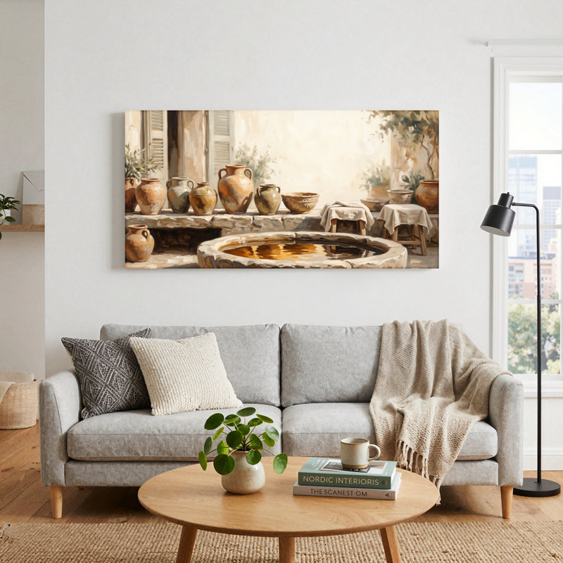 Ensemble d'une toile décorative rustique en céramique, 32“W x 16”H, Wrapped Canvas