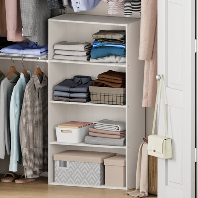 Organisateur de rangement pour garde-robe Tizian, organisateur de garde-robe à 4 niveaux, rangement pour garde-robe avec tablettes ouvertes, pour garde-robe, salle d'étude, couloir, blanc