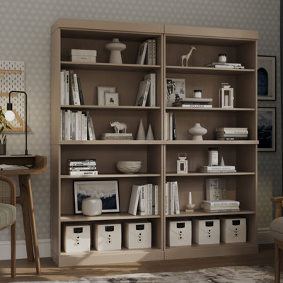 100% Solid Wood Tall Modular Bookcase Cabinet With 12 Adjustable Shelves, Open Display Storage Bookshelf, 64" W X 71.5" H