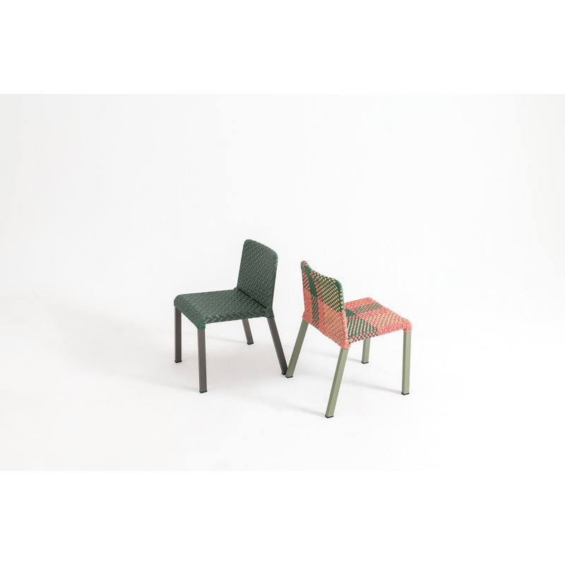 Pixie Outdoor Dining Side Chair, Black, Black/Oyster/Red Rock