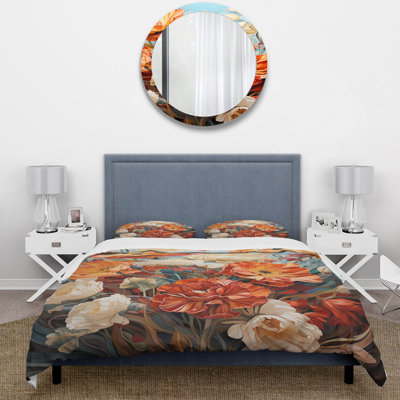 Ensemble de housse de couette Orange Harmony Summer Flower Bouquet - Flowers