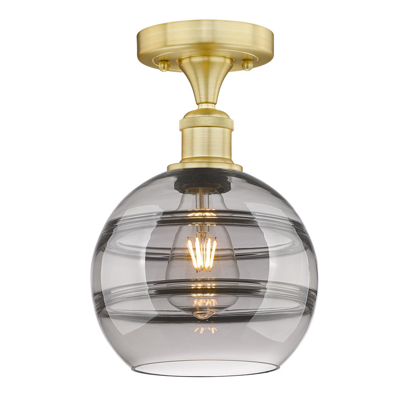 Edison - Adrieanna - 1 Light Semi-Flush Mount, 10" H x 8" W x 8" D, Light Smoke, Oil Rubbed Bronze