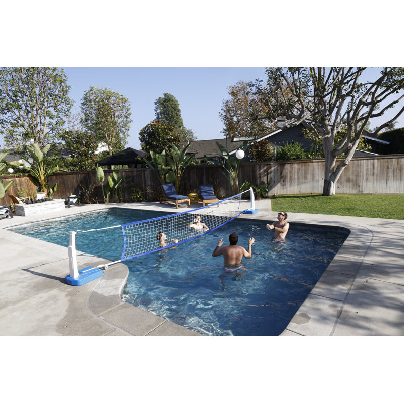 Blue and White 2-in-1 Pool Basketball and Volleyball Set