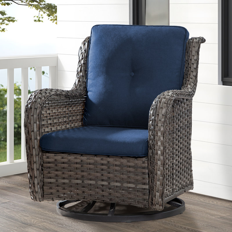 Modern Blue Cushioned Steel Rocking Armchair Set