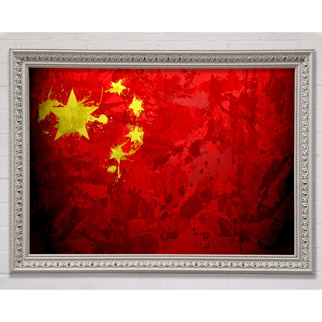 China Flagge Grunge - Einzelner Bilderrahmen Kunstdrucke