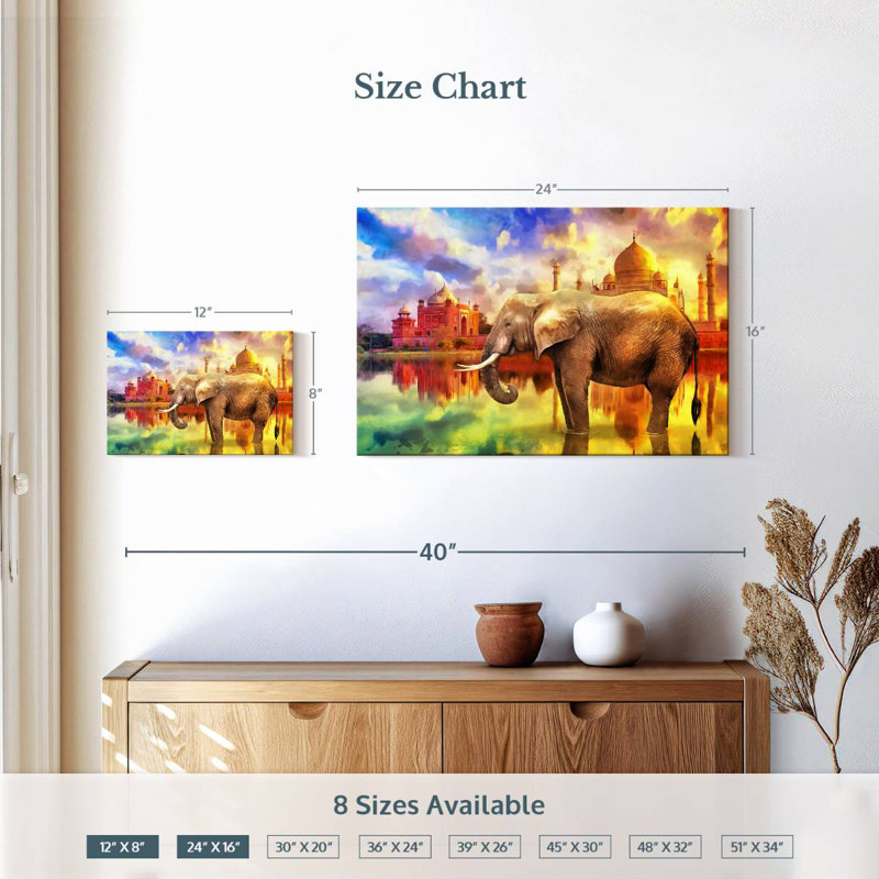 Éléphant Brampt Taj Mahal, H 16 po x l 24 po