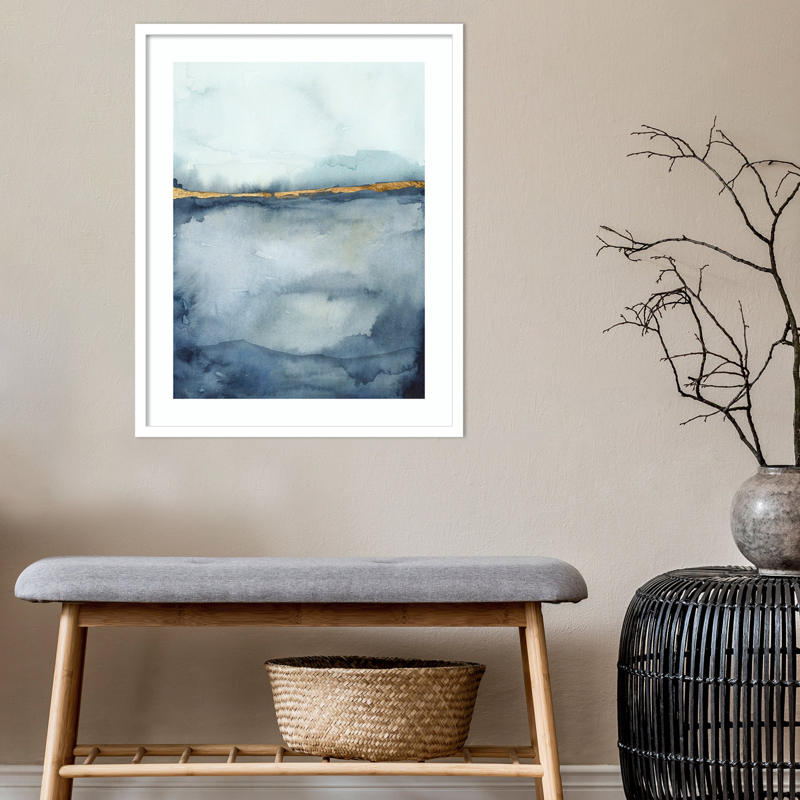 Coastal Horizon II by Victoria Borges, 35.12" H x 28.12" W x 0.88" D, White Framed Paper, Brown