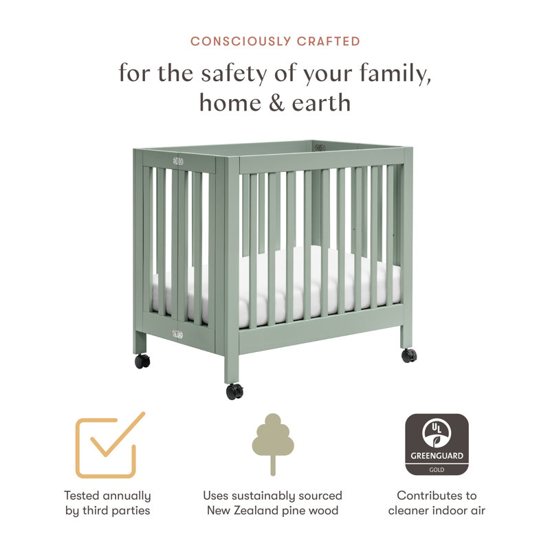 Origami Mini Portable Crib, Light Sage