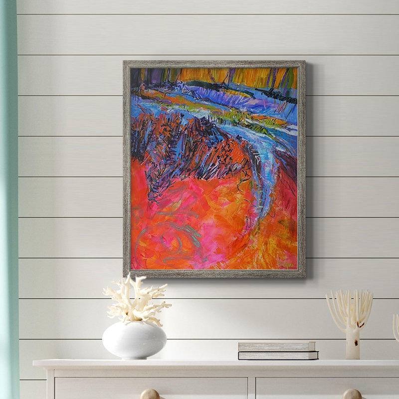 «Vibrant Flow I», toile encadrée de qualité supérieure - prête à être accrochée, H 24 po x l 20 po, Argent patiné