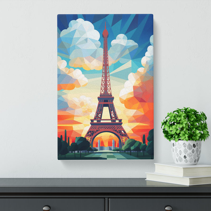 Eiffel Tower Geometric - Print, 50cm H x 35cm W x 3cm D
