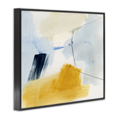Peinture abstraite, jaune, encadrée, estampe numérique par Victoria Barnes