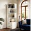 Bibliothèque en L 66,9 ", bibliothèque d'angle avec tablette à 5 niveaux et 2 tiroirs