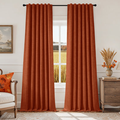  100% Blackout Faux Linen Curtains, Thermal Insulated Rod Pocket & Back Tab Window Panels