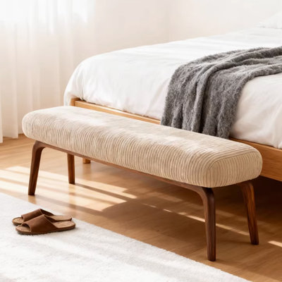 Banc rembourré en bois massif blanc