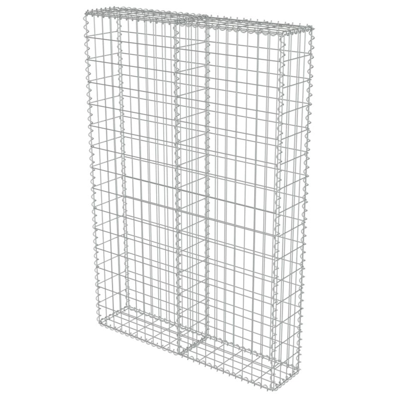 Silver Metal Gabion Wall, 150cm H x 100cm L x 50cm W