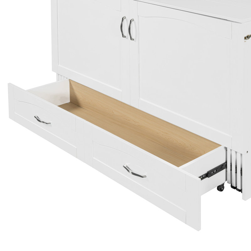 Lit Space, blanc, avec poulie et tiroir pratique, port blanc, tiroir, pour un confort maximal
