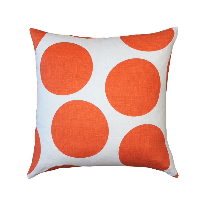 Coussin décoratif en lin Tuscany Circles, Orange