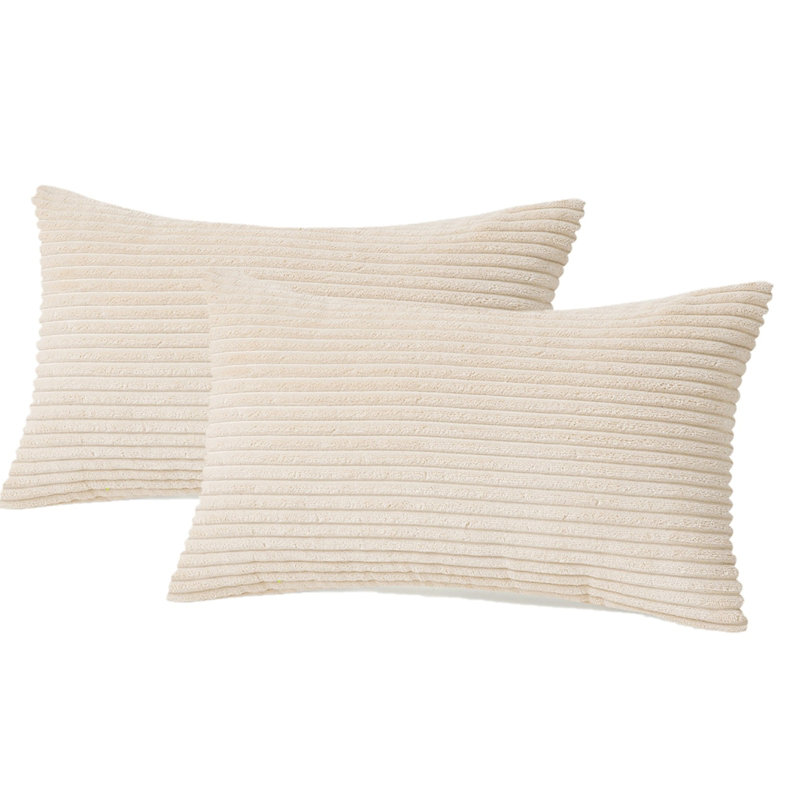 Coussin décoratif en velours croisé en mélange de coton, Crème