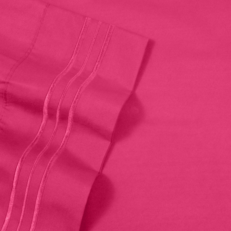 Luxurious Classic Soft Solid 1800 Series Microfiber Sheet Set, Various Colors and Sizes, Split King, Fuchsia