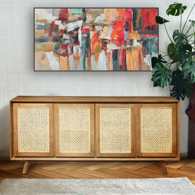 Steinberg Solid Recycled Teak Wood 4 - Door Accent Cabinet