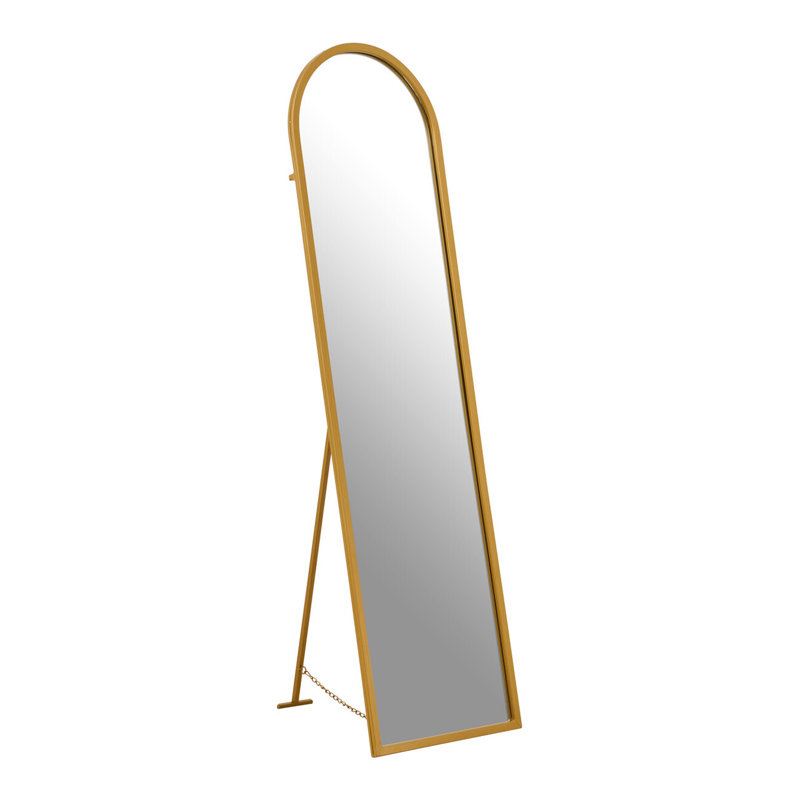 Alawna Metal Arch Floor Mirror, Gold