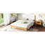 Grand lit en bois massif, tête de lit tapissier Boucle, blanc hêtre, rembourrage en mousse confortable