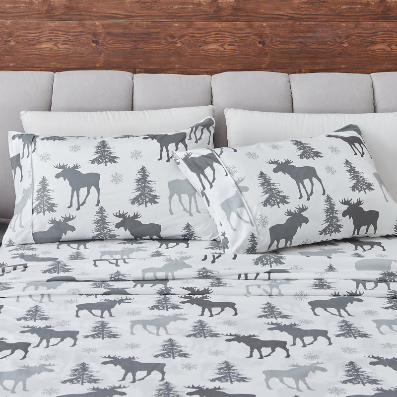 Ultra Soft Lodge Printed Microfiber Sheet Set, King, Moose