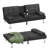 65" Futon Sofa Bed, Faux Leather Convertible Futon Couch with Removable Armrests, Loveseat Futon Sleeper Recliner for Living Room with 2 Cup Holders-648311320