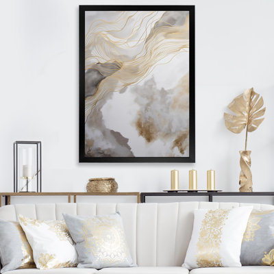 Gold and Grey Abstracted Line Artistry V - Print on Canvas