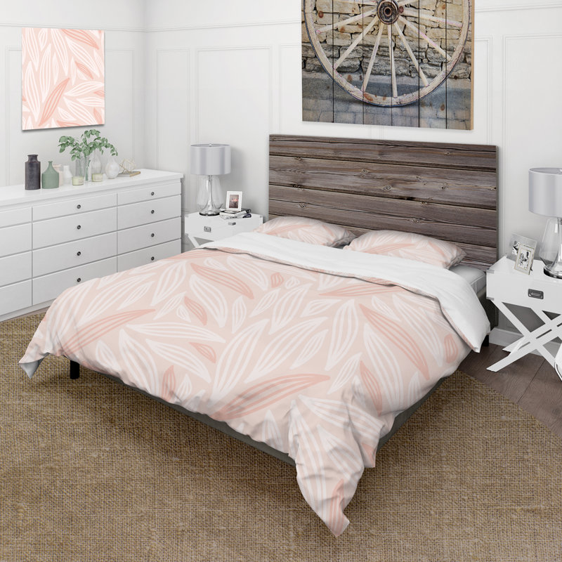 Ensemble de housse de couette rose Mid-Century moderne en polyester microfibre rose