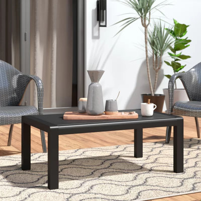 Table basse d'extérieur en aluminium Cape Coral - Plateau en verre trempé, résistant à la rouille pour patio / terrasse