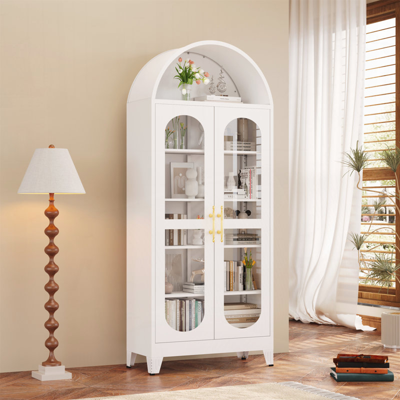Grande armoire de rangement arquée en métal, Blanc