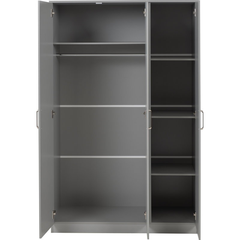 Sumrah 3 Door Manufactured Wood Wardrobe, Light Grey