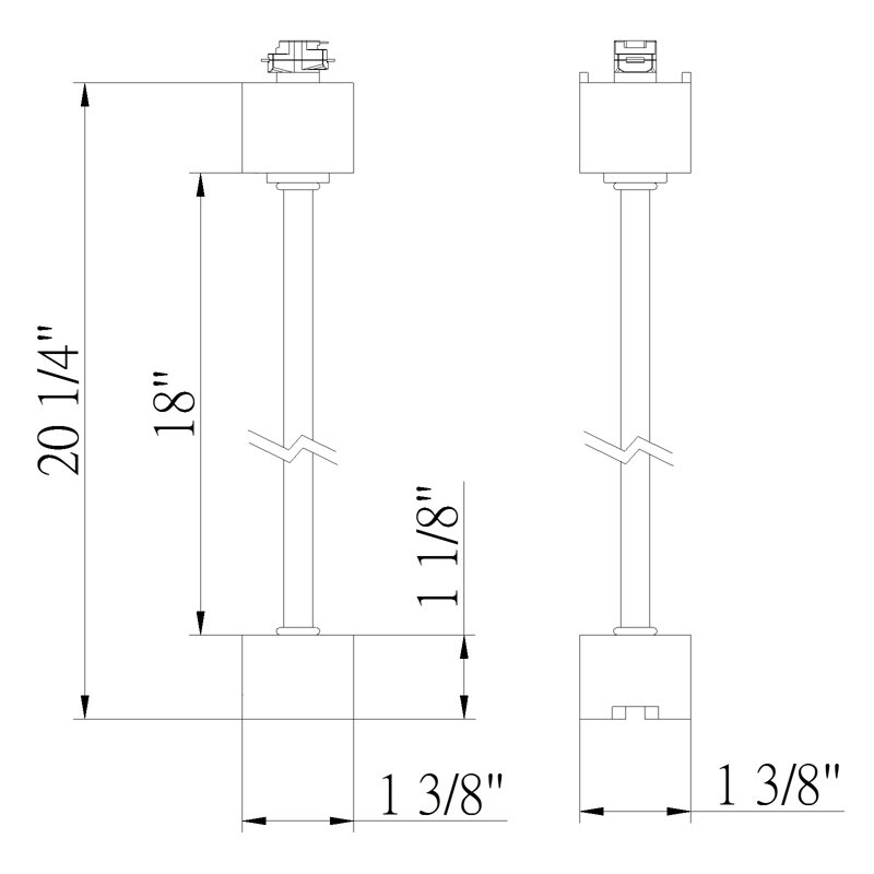Extension Rod, 1.4" H x 1.4" W x 18" D, Black