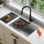 Évier de cuisine encastré sous plan, 63,5 cm x 48,3 cm, acier inoxydable noir graphite, calibre 16, avec accessoires intégrés, S-612WN-131085267-131085269