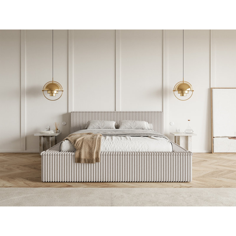 Roshan Upholstered Bed, Brown / Grey, 140 x 200cm