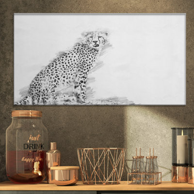 Art mural sur toile guépard, reproduction de la faune noir et blanc - guépard noir et blanc