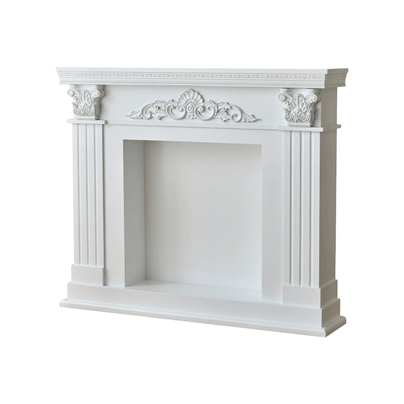 Black Manufactured Wood Freestanding Fireplace, White