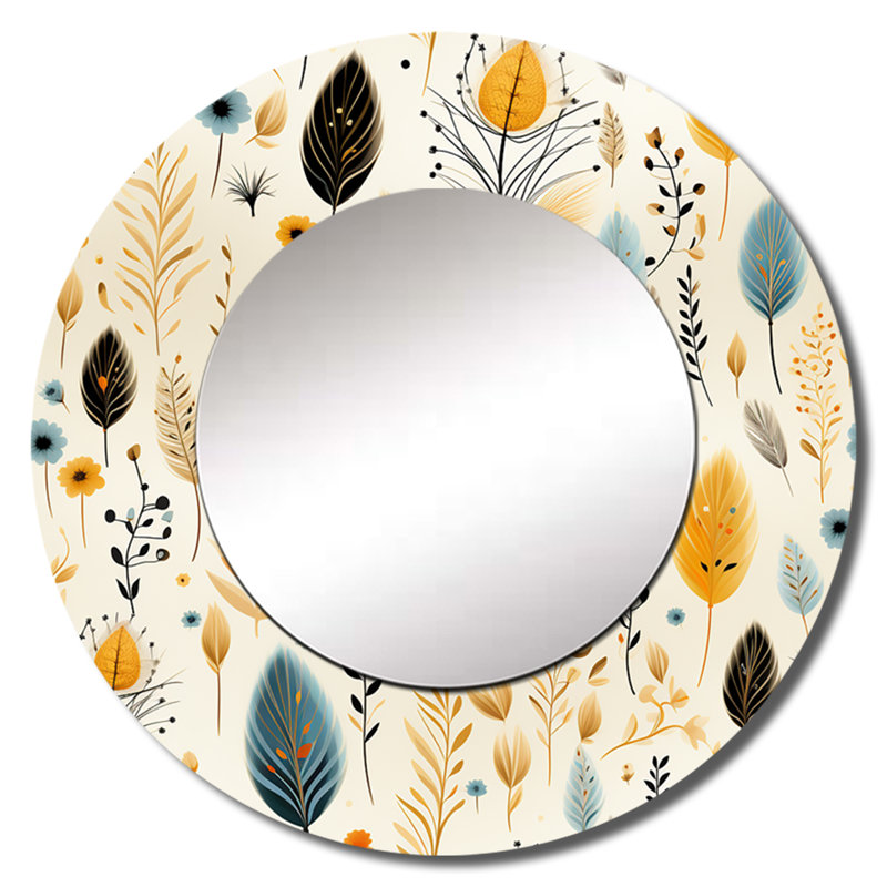 Décoration murale Earthy Elegance Motif Boho - Miroir rond floral_MTMIR123721, 36 po x 36 po