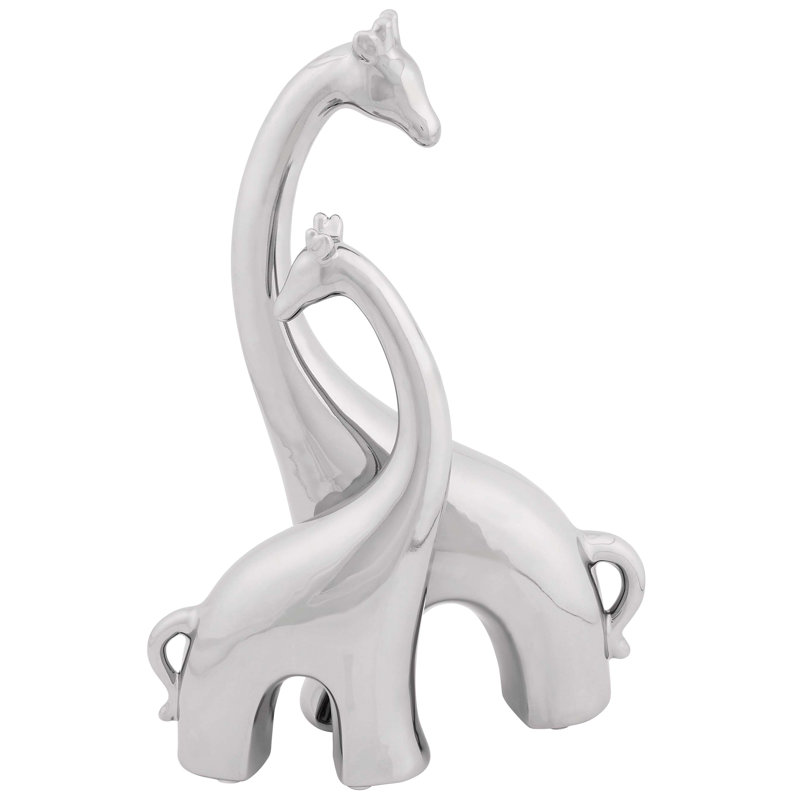 Ceramic Giraffe Decorative Sculpture, Silver