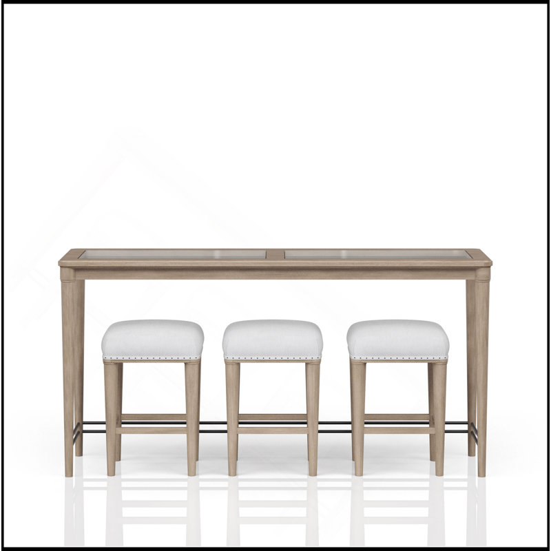 Console en verre givré avec 3 tabourets